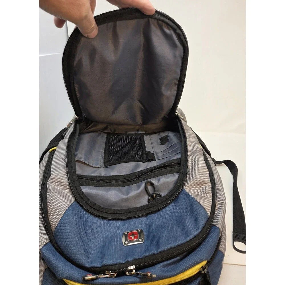 SwissGear Wenger Skyscraper Laptop Backpack Navy Blue Gray Multi Pocket 600726
